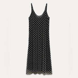 NWT Zara Chic Beaded Jewel Midi Dress